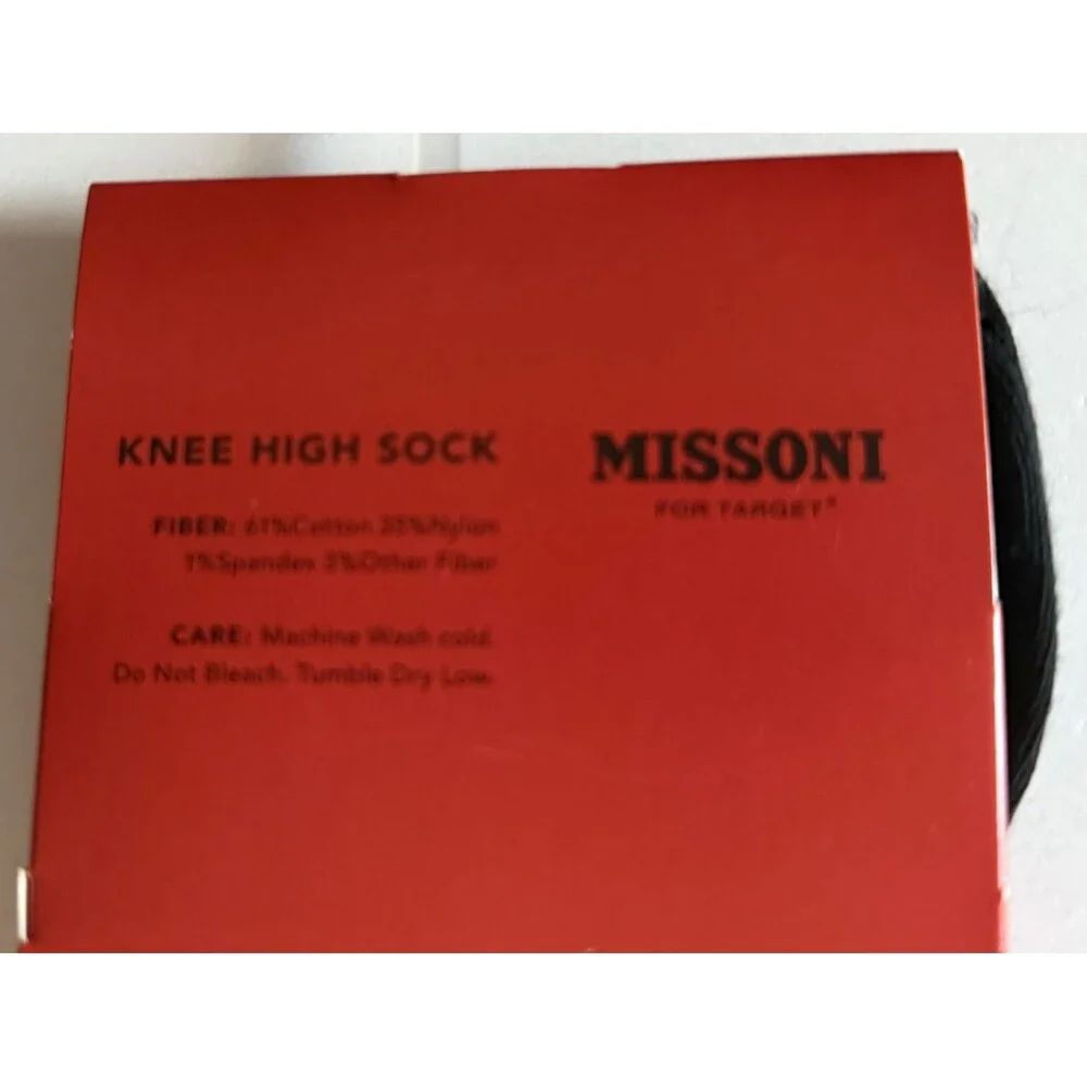 Missoni For Target Ladies Knee Socks Black Purple Chevron Shoe Size 4-10 Women